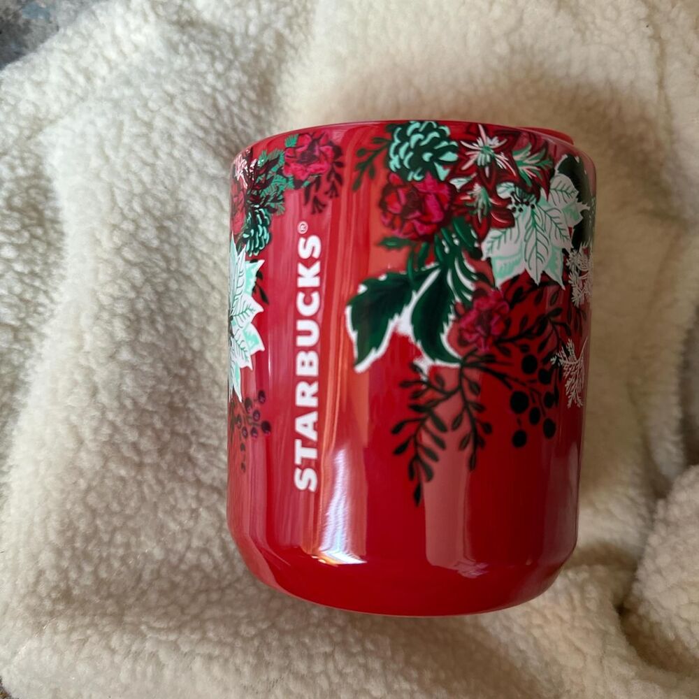Starbucks Red/Green Floral Mug